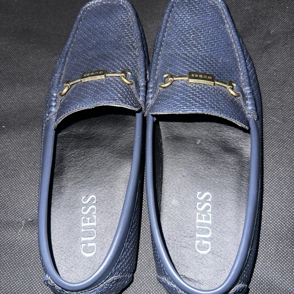GUESS Men's Textured Navy Loafers